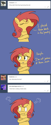 Size: 1280x3121 | Tagged: safe, artist:hummingway, oc, oc only, oc:pan pare, pony, ask-humming-way, dialogue, simple background, solo, tumblr, tumblr comic