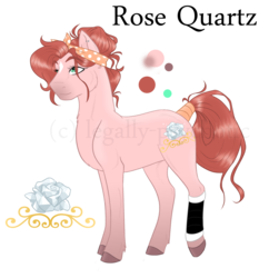 Size: 1457x1566 | Tagged: safe, artist:cranberry--zombie, oc, oc only, oc:rose quartz, earth pony, pony, female, mare, reference sheet, simple background, solo, tail wrap, transparent background, watermark