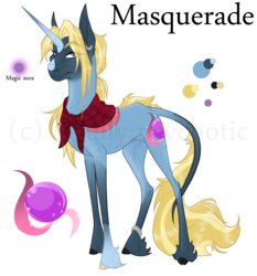 Size: 1457x1566 | Tagged: safe, artist:cranberry--zombie, oc, oc only, oc:masquerade, pony, unicorn, cutie mark, male, offspring, parent:prince blueblood, parent:trixie, parents:bluetrix, reference sheet, simple background, solo, stallion, transparent background, unshorn fetlocks