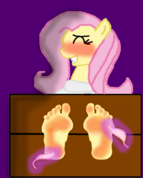 Size: 1024x1271 | Tagged: safe, artist:tizlam97, fluttershy, anthro, plantigrade anthro, g4, 1000 hours in ms paint, feather, feet, female, foot fetish, foot focus, ms paint, simple background, solo, tickle torture, tickling, wat
