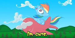 Size: 846x434 | Tagged: safe, artist:mr kupkake, artist:mrkupkake, rainbow dash, pony, g4, cute, dog of wisdom, female, open mouth, pony of wisdom, solo, truth, youtube link