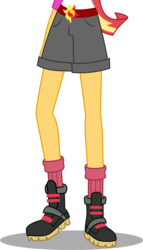 Size: 2117x3693 | Tagged: dead source, safe, artist:anhel032015, artist:teentitansfan201, sunset shimmer, equestria girls, g4, my little pony equestria girls: legend of everfree, belt, boots, clothes, cropped, female, high res, leg focus, legs, pictures of legs, shorts, simple background, socks, solo, transparent background, vector