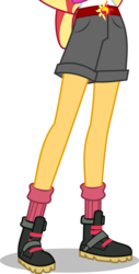 Size: 2047x4015 | Tagged: dead source, safe, artist:limedazzle, artist:teentitansfan201, sunset shimmer, equestria girls, g4, my little pony equestria girls: legend of everfree, belt, boots, clothes, cropped, female, high res, leg focus, legs, pictures of legs, shorts, show accurate, simple background, socks, solo, transparent background, vector