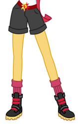 Size: 1500x2385 | Tagged: dead source, safe, artist:teentitansfan201, sunset shimmer, equestria girls, g4, my little pony equestria girls: legend of everfree, belt, boots, clothes, cropped, female, leg focus, legs, pictures of legs, shorts, simple background, socks, solo, transparent background, vector