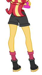 Size: 3010x5328 | Tagged: dead source, safe, artist:keronianniroro, artist:teentitansfan201, sunset shimmer, equestria girls, g4, my little pony equestria girls: legend of everfree, absurd resolution, ass, belt, boots, butt, clothes, cropped, female, legs, pictures of legs, shorts, simple background, socks, solo, transparent background, vector