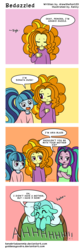 Size: 700x2088 | Tagged: safe, artist:goddessgoodra, adagio dazzle, aria blaze, sonata dusk, oc, oc:penora melody, comic:bedazzled, equestria girls, g4, comic, cute, dialogue, the dazzlings