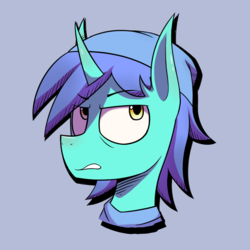 Size: 2000x2000 | Tagged: safe, artist:malphee, oc, oc only, pony, unicorn, bust, high res, male, portrait, simple background, solo, stallion
