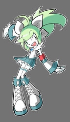 Size: 630x1100 | Tagged: safe, artist:rvceric, oc, oc only, oc:emerald green, equestria girls, g4, boots, clothes, cute, one eye closed, ponytails, skirt, skirt lift, socks, solo, thigh highs, wink, zettai ryouiki