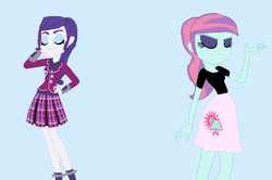 Size: 1087x720 | Tagged: safe, artist:diana173076, rarity, sunny flare, equestria girls, g4, alternate universe, counterparts, role reversal