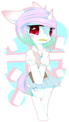 Size: 2821x4968 | Tagged: safe, artist:sorasku, oc, oc only, oc:reverie, pony, unicorn, bipedal, blushing, clothes, cute, female, high res, mare, pencil, pleated skirt, school uniform, simple background, skirt, socks, solo, thigh highs, transparent background