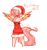 Size: 1024x1087 | Tagged: safe, artist:namjoons-dimples, fluttershy, human, g4, arm behind head, armpits, breasts, cleavage, clothes, colored sketch, costume, dress, female, hat, humanized, santa costume, santa hat, simple background, sketch, solo, tailed humanization, transparent background, watermark, winged humanization, wings