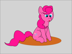 Size: 1297x973 | Tagged: safe, artist:planetkiller, pinkie pie, earth pony, pony, g4, chest fluff, cute, female, simple background, sitting, solo, tongue out