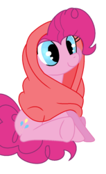 Size: 664x1088 | Tagged: safe, artist:packythekawaiifox, artist:riot-bases, pinkie pie, earth pony, pony, g4, base used, blanket, female, simple background, sitting, solo, transparent background