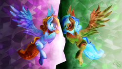 Size: 1920x1080 | Tagged: safe, artist:archaspect, oc, oc only, pegasus, pony, duality, female, inverted colors, mare, solo
