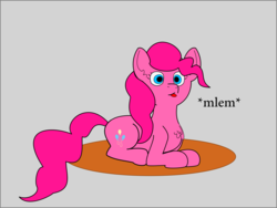 Size: 1297x973 | Tagged: safe, artist:planetkiller, pinkie pie, earth pony, pony, g4, female, mlem, prone, simple background, solo, tongue out