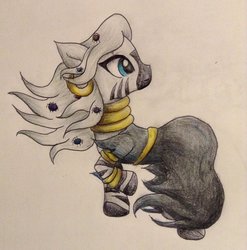 Size: 1024x1038 | Tagged: safe, artist:ekakichan, zecora, pony, zebra, g4, clothes, costume, female, nightmare night costume, solo, traditional art