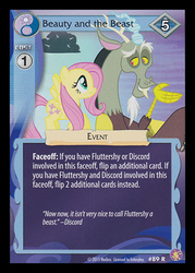 Size: 344x480 | Tagged: safe, discord, fluttershy, draconequus, pony, g4, beauty and the beast, card, ccg, enterplay, game, hasbro, merchandise