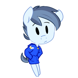 Size: 500x500 | Tagged: safe, artist:kryptchild, shady daze, anthro, g4, chibi, clothes, cute, hoodie, male, patreon, pocket, simple background, solo, white background, wonderbolts logo