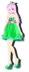 Size: 1221x3000 | Tagged: safe, artist:lokelios, minty, human, g3, 3d, choker, clothes, dress, female, humanized, looking at you, mmd, simple background, solo, transparent background