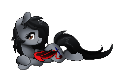 Size: 248x150 | Tagged: safe, artist:scarlet-spectrum, oc, oc only, oc:scarlet spectrum, bat pony, pony, animated, female, gif, mare, prone, simple background, smiling, solo, transparent background