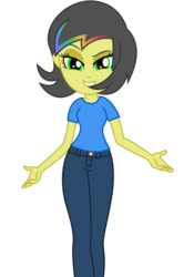 Size: 3500x5000 | Tagged: safe, artist:razethebeast, oc, oc only, oc:pauly sentry, equestria girls, g4, absurd resolution, clothes, equestria girls-ified, pants, raised eyebrow, simple background, solo, transparent background, vector