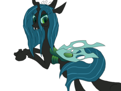 Size: 4000x3000 | Tagged: source needed, safe, artist:waffleberry, queen chrysalis, changeling, changeling queen, g4, fangs, female, simple background, solo, transparent background