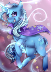 Size: 2893x4092 | Tagged: safe, artist:pillonchou, trixie, pony, unicorn, g4, female, high res, magic, mare, missing accessory, solo, trixie's cape