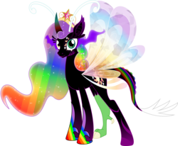 Size: 3647x3000 | Tagged: safe, artist:theshadowstone, oc, oc only, oc:princess changeling rainbow magic pants, hybrid, big crown thingy, crown, donut steel, high res, intentionally bad, jewelry, regalia, simple background, transparent background
