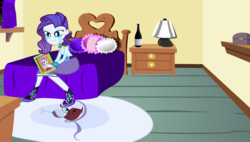 Size: 991x563 | Tagged: safe, artist:darktailsko, rarity, sweetie belle, equestria girls, g4, bed, bottle, clothes, crying, depressed, depressing, depression, drunk, drunk rarity, equestria city, equestrian city, female, high heels, pillow, shoes, skirt, solo
