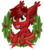 Size: 4000x4500 | Tagged: safe, artist:partypievt, oc, oc only, oc:tune twister, bat pony, pony, absurd resolution, bat pony oc, bauble, bow, christmas, christmas wreath, commission, fangs, kandi, looking at you, open mouth, simple background, smiling, solo, stars, transparent background, wreath, ych result