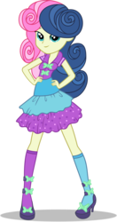 Size: 3000x5695 | Tagged: safe, artist:irisiter, bon bon, sweetie drops, equestria girls, g4, life is a runway, my little pony equestria girls: rainbow rocks, .svg available, absurd resolution, alternate hairstyle, clothes, female, hand on hip, simple background, smiling, solo, transparent background, vector