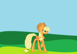 Size: 1328x924 | Tagged: safe, artist:haillee, applejack, earth pony, pony, g4, female, hat, raised hoof, simple, smiling, solo