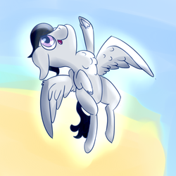 Size: 1280x1280 | Tagged: safe, artist:thiccarus, rumble, g4, chest fluff, flying, male, raised hoof, sky, solo