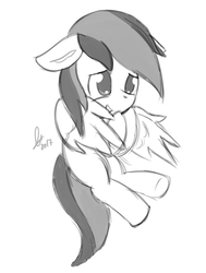 Size: 4000x5289 | Tagged: safe, artist:lavdraws, oc, oc only, oc:sierra nightingale, absurd resolution, floppy ears, grayscale, monochrome, shy, simple background, sketch, solo, white background