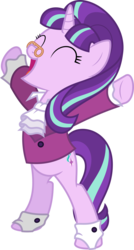Size: 6400x11965 | Tagged: safe, artist:parclytaxel, snowfall frost, starlight glimmer, pony, unicorn, a hearth's warming tail, g4, .svg available, absurd resolution, bipedal, cute, eyes closed, female, glasses, glimmerbetes, happy, jabot, mare, open mouth, simple background, smiling, solo, transparent background, underhoof, vector