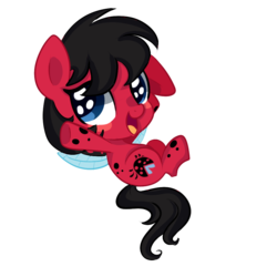 Size: 1000x1000 | Tagged: safe, artist:peachesandcreamated, oc, oc only, original species, chibi, colored pupils, cute, female, mare, miraculous ladybug, ponified, simple background, solo, transparent background