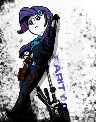 Size: 6559x8326 | Tagged: safe, artist:wait0wat, rarity, equestria girls, g4, absurd resolution, female, gun, rifle, sniper rifle, solo, weapon