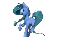 Size: 1080x720 | Tagged: safe, artist:chibadeer, oc, oc only, pony, unicorn, braid, female, mare, open mouth, simple background, solo, transparent background