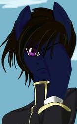 Size: 800x1280 | Tagged: safe, artist:ruthpainter, semi-anthro, code geass, lelouch vi britannia, ponified, solo