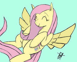 Size: 5000x4000 | Tagged: safe, artist:yoichi-hayabusa, fluttershy, pony, g4, absurd resolution, female, smiling, solo, spread wings