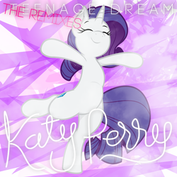 Size: 800x800 | Tagged: safe, artist:joey darkmeat, artist:penguinsn1fan, artist:tim015, rarity, pony, unicorn, g4, album, album cover, bipedal, cover, dancing, eyes closed, female, katy perry, parody, solo, song reference, standing, standing on one leg, teenage dream