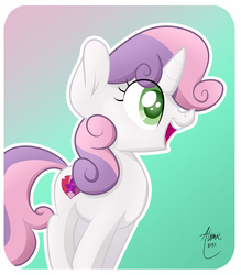 Size: 1422x1625 | Tagged: safe, artist:atomic8497, sweetie belle, g4, cutie mark, female, gradient background, open mouth, smiling, solo, the cmc's cutie marks