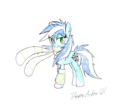 Size: 2049x1809 | Tagged: safe, artist:devanarcher101, oc, oc only, oc:aria winter, earth pony, pony, clothes, female, green eyes, mare, other dimension, scarf, solo