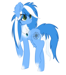Size: 1402x1599 | Tagged: safe, artist:czywko, oc, oc only, oc:aria winter, earth pony, pony, blue, female, freckles, green eyes, jewelry, mare, necklace, raised hoof, simple background, solo, transparent background, two toned hair, white