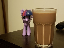 Size: 4032x3024 | Tagged: safe, artist:magicnova, twilight sparkle, alicorn, pony, g4, chocolate, chocolate milk, everything is ruined, exploitable meme, figurine, high res, irl, meme, milk, photo, pure unfiltered evil, solo, spilled milk, this will end in spilled milk, this will end in tears, twilight sparkle (alicorn)