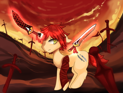 Size: 1156x867 | Tagged: safe, artist:fluffire, pony, fate/stay night, ponified, shirou emiya, solo, unlimited blade works