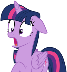 Size: 3001x3238 | Tagged: safe, artist:cloudy glow, twilight sparkle, alicorn, pony, g4, the times they are a changeling, .ai available, female, floppy ears, folded wings, frown, high res, mare, open mouth, raised hoof, shocked, simple background, solo, surprised, transparent background, twilight sparkle (alicorn), vector, wide eyes