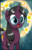 Size: 1060x1634 | Tagged: safe, artist:pencils, oc, oc only, oc:moonglow twinkle, pony, unicorn, :d, abstract background, bow, braid, cropped, cute, female, glasses, happy, mare, meganekko, ocbetes, open mouth, smiling, solo, stars, tail bow