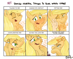 Size: 1600x1300 | Tagged: safe, artist:bow2yourwaifu, applejack, oc, oc:anon, earth pony, pony, blushing, cheek fluff, chest fluff, comic, crying, dialogue, doing loving things, ear fluff, eye contact, eyes closed, female, fluffy, freckles, hand, happy, hoof fluff, leg fluff, lidded eyes, looking at each other, looking at you, love, mare, meme, nose fluff, offscreen character, one eye closed, open mouth, petting, pov, ring, scrunchy face, shoulder fluff, smiling, solo focus, tears of joy, waifu, wavy mouth, wide eyes, wink