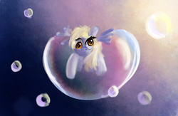 Size: 1000x650 | Tagged: safe, artist:xbi, derpy hooves, pegasus, pony, g4, bubble, female, mare, solo